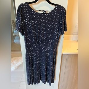 LOFT navy polka dot Jersey dress. Size 8